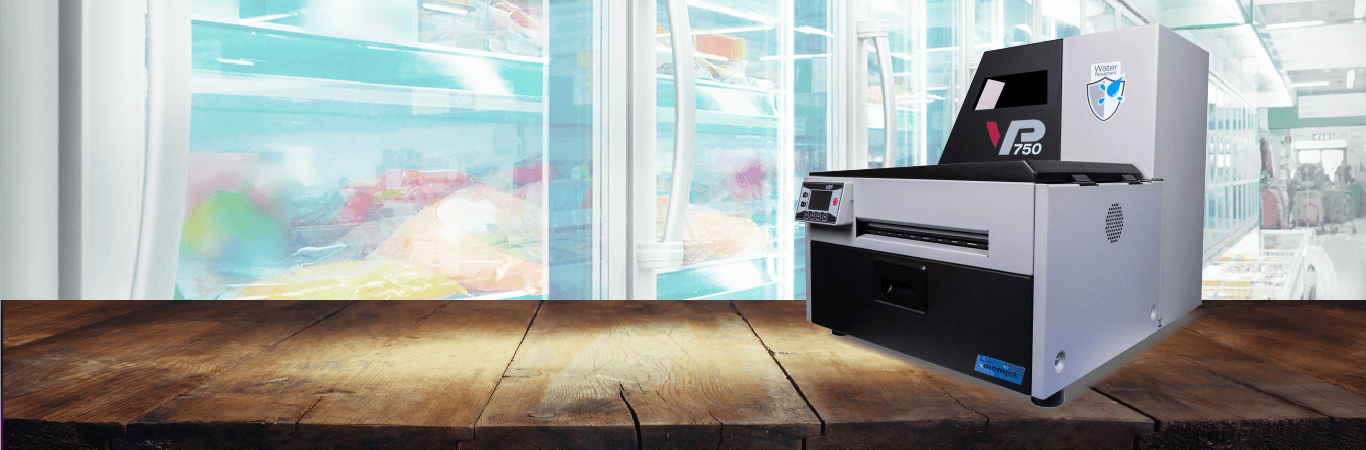 VP750 industrial color label printer for water resistant labels suitable for chilled food, craft beer and chemical product labels
